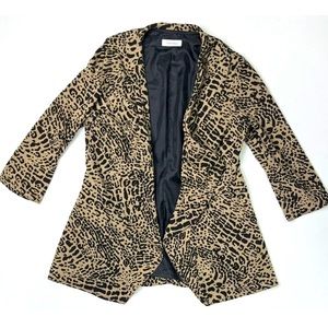 Calvin Klein Cardigan Jacket Women’s Medium Cheetah Print Open Front Ruffled